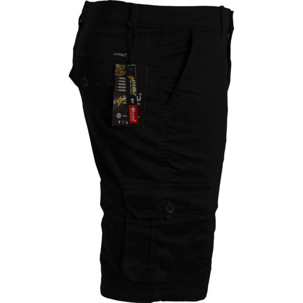 Janeu Men Cargo Short Dark Black with 6 Pocket